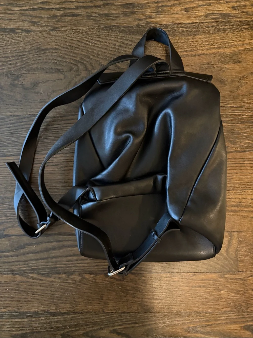 Urban Outfitters Black Faux Leather Backpack